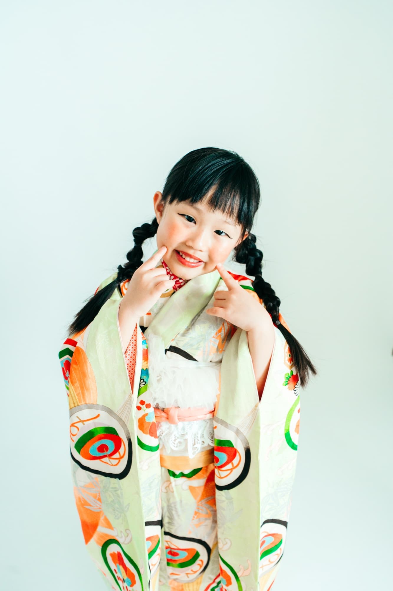 着物で家族写真